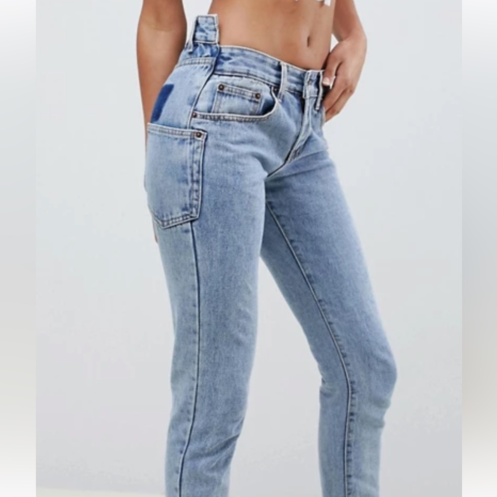 Liquor n Poker Midori Step hem waist jeans with side pocket Blue.